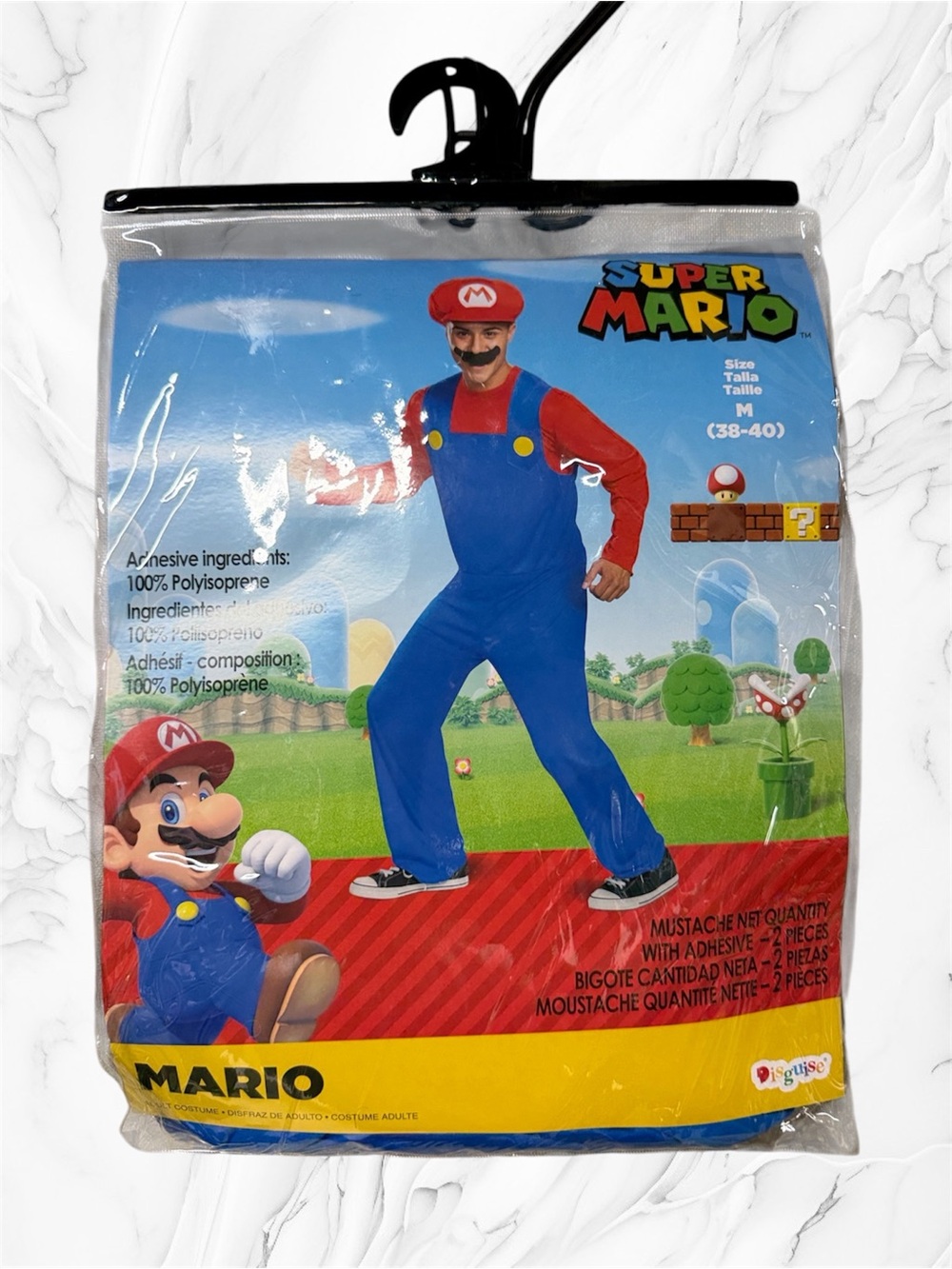 Nintendo Super Mario adults Blue and Red Costume with Hat and mustache medium NW